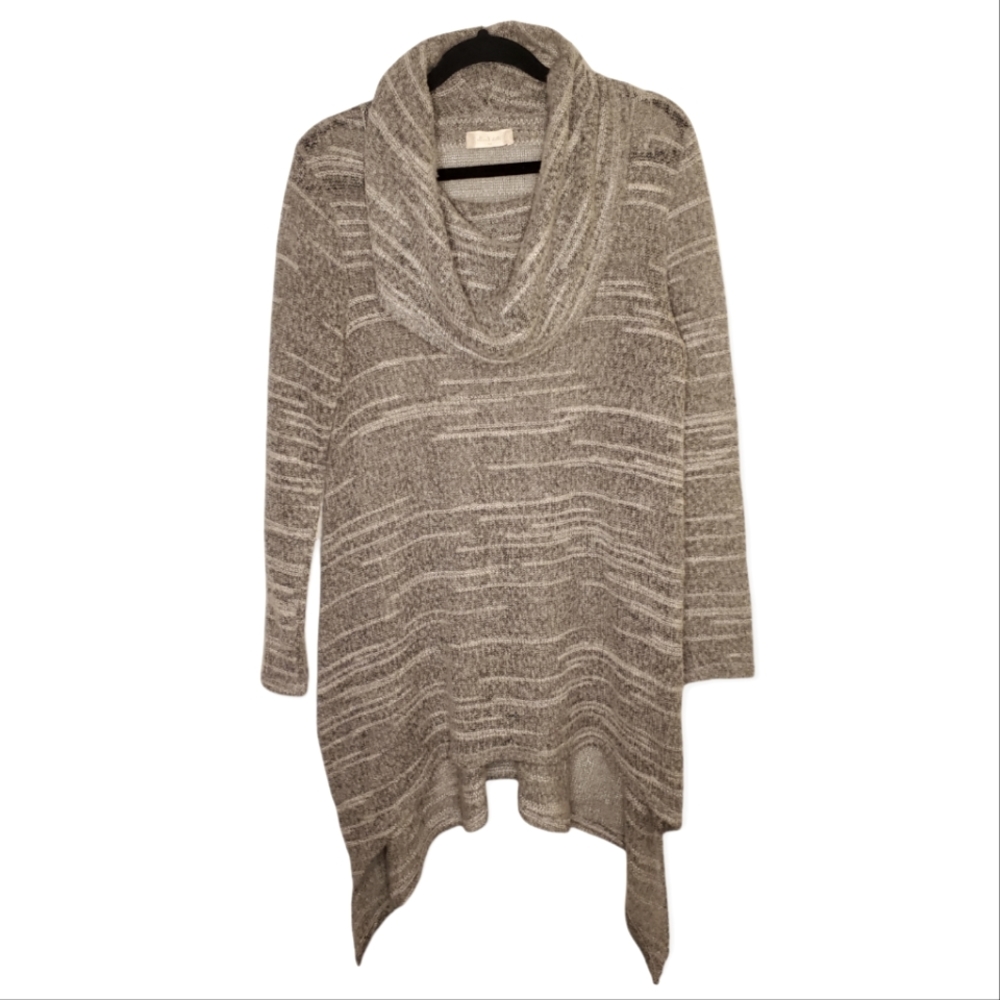 Altar'd State Semi Sheer Cowl Neck Tunic Sweater with Side Slits